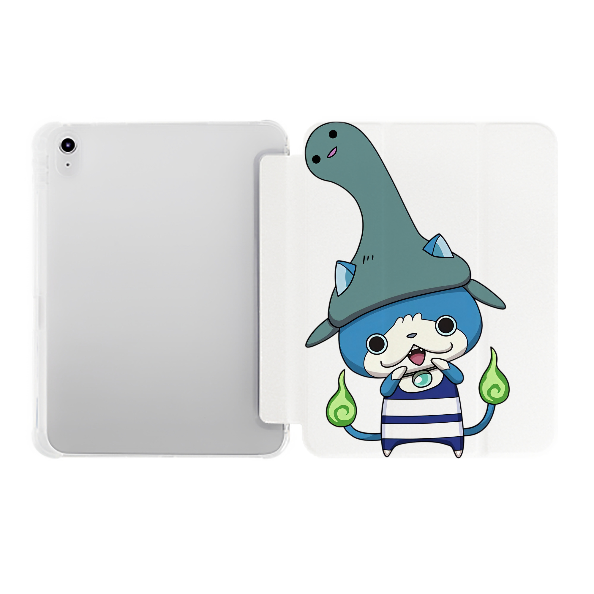 （画像用） 妖怪ウォッチ Yo-kai Watch IPad ケース ペン収納付き 三つ折りスタンド PUレザー×シリコン 対応機種9.5/10.5/10.9インチ